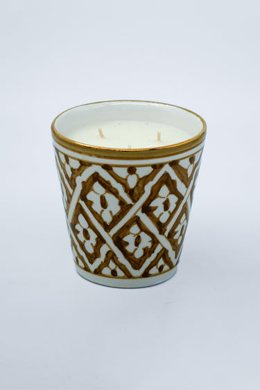 PETITE BOUGIE CONIQUE FASSIA KAKI GOLD CERAMIC (9537005420863)