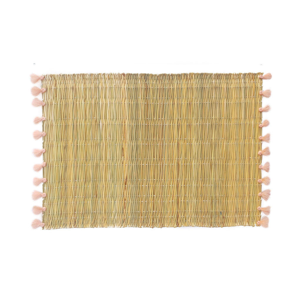 2 SETS DE TABLE PAILLE ET POMPONS SAUMON (4552783134762)