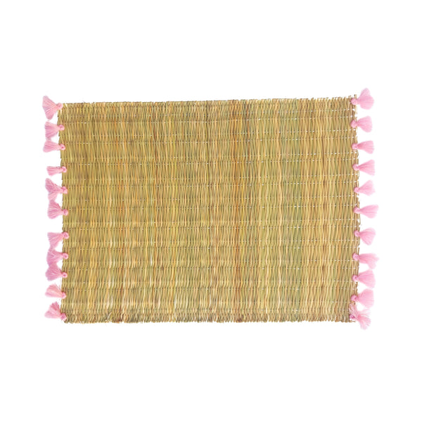 2 SETS DE TABLE PAILLE ET POMPONS ROSE (6571795841066)