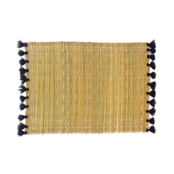 2 SETS DE TABLE PAILLE ET POMPONS NOIR (6571705696298)