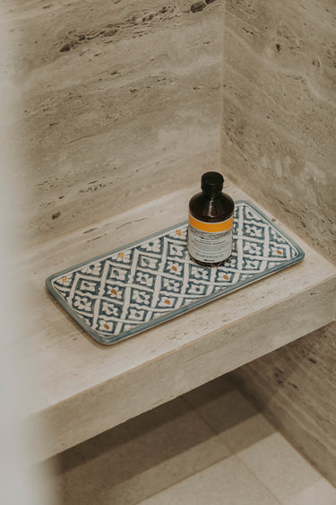 LONG FASSIA DECORATIVE TRAY STONE GOLD BLUE (14891838898559)