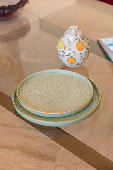 LARGE ROUND DISH IMPRINT MINT GOLD (14589830562175)
