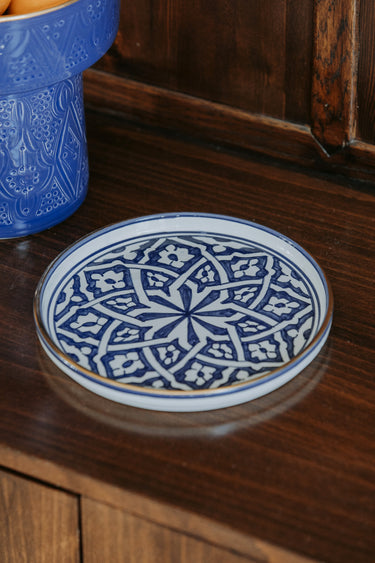 SMALL ROUND FASSIA DISH BLUE STONE GOLD (14589832069503)