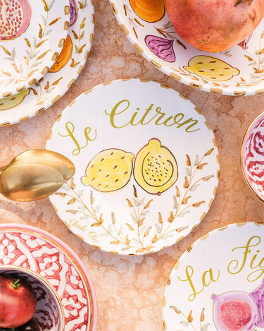 SET MEDIUM PLATES LEMON. ORANGE. FIG & POMEGRANATE GOLD (9429380038975)