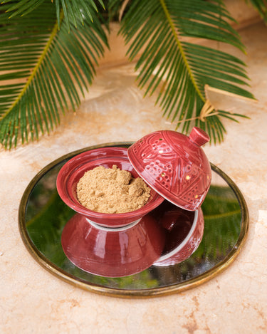 Set of 2 medium-sized cups with khaki print and eggplant gold print butter dish (9669602246975) (9669550473535)