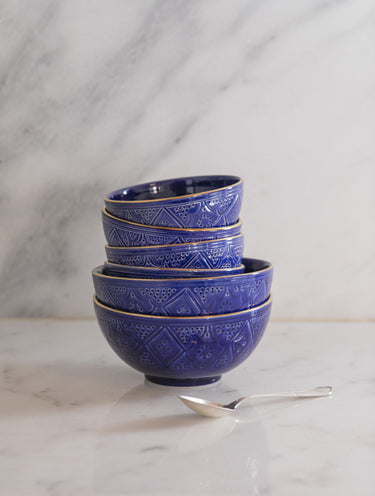 Empreinte round bowls and salad bowl majorelle blue gold (6832473505834)