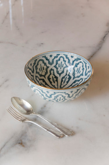 Fassia blue stone gold round bowls and salad bowl (6892015550506)