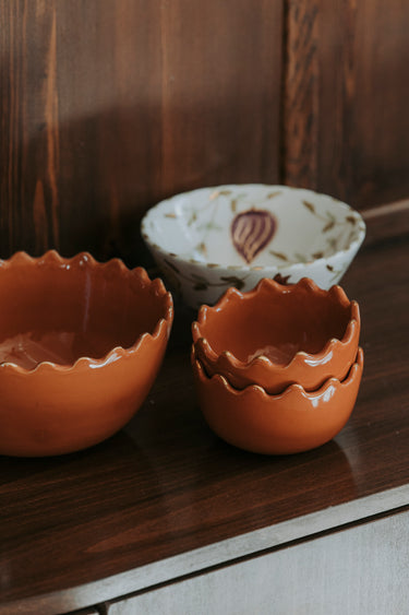 Round bowls and salad bowl Tazza marsala gold (9010264408383)