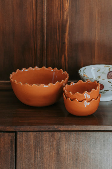 Round bowls and salad bowl Tazza marsala gold (9010264408383)