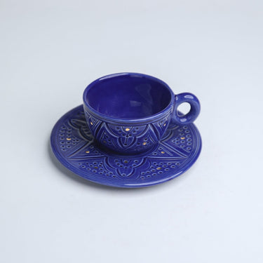 CUP HANDLE WITH UNDERCUT EMPREINTE MAJORELLE BLUE GOLD (14978940109183)