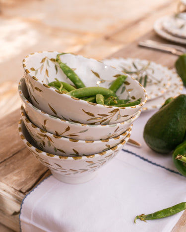 MEDIUM CONICAL SALAD BOWL GOLD LEAVES (9687743594815)