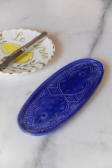 Oval tapas tray Empreinte majorelle blue gold (6826355949610)