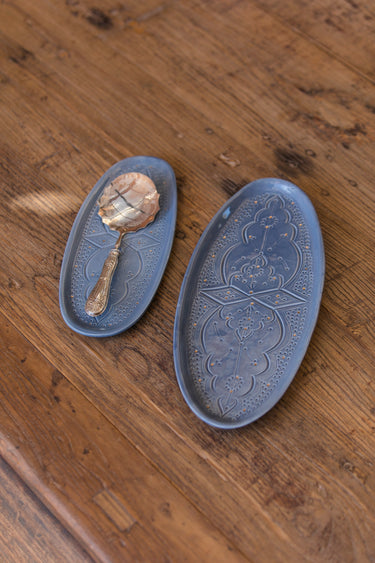 Empreinte blue stone gold oval tapas tray (8048642621759)