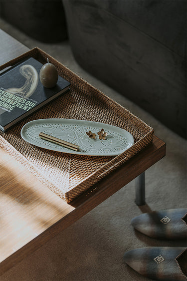 Empreinte mint gold oval tapas tray (6621940023338)