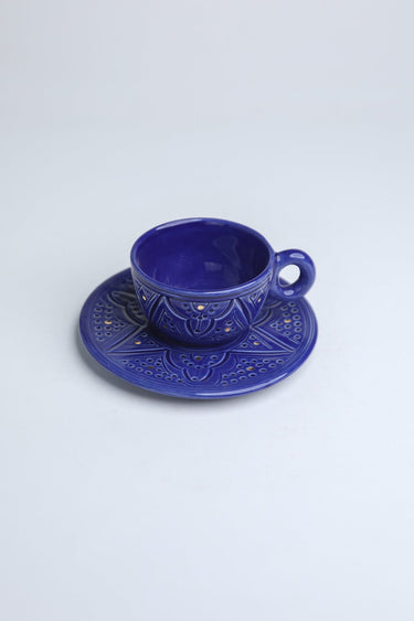 CUP HANDLE WITH UNDERCUT IMPRINT MAJORELLE BLUE GOLD (14978940109183)