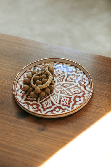 LARGE ROUND DECORATIVE FASSIA DISH EGGPLANT GOLD (14898661851519)