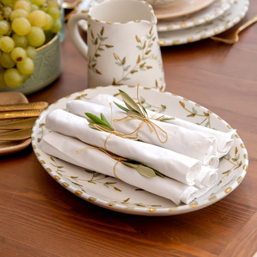 LARGE OVAL SERVING DISH WITH GOLD LEAVES (9687744184639)