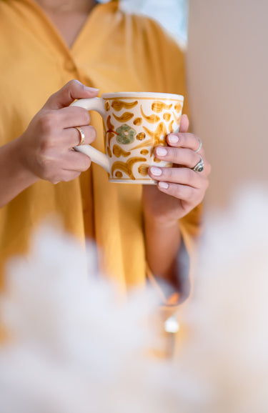 Small mug Flowers mimosa gold (9237799698751)