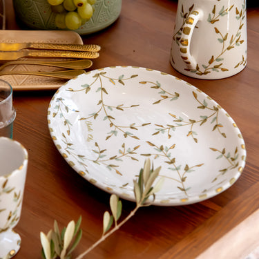 LARGE OVAL SERVING DISH WITH GOLD LEAVES (9687744184639)