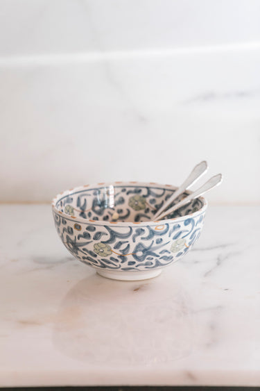 Round bowls and salad bowl thistle blue gold (8038995788095)