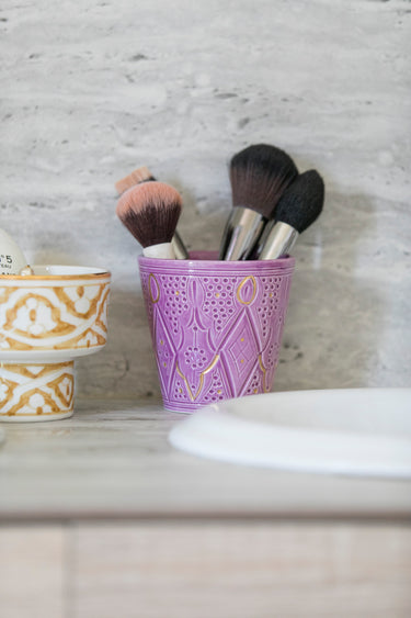 SMALL POT COVER OR VASE IMPRINT LILAC GOLD (15010348761471)