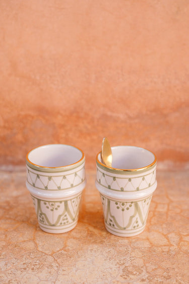 2 medium beldi ceramic mint gold cups (6891971313706)