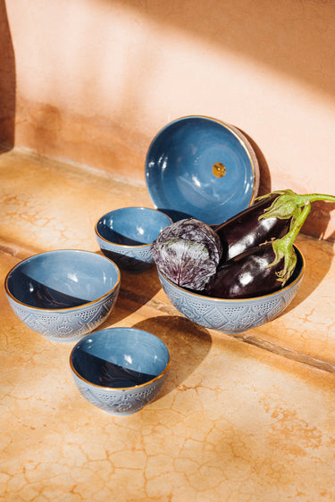 BOWLS AND SALAD BOWL IMPRESSIONS BLUE GRAY GOLD (6901395619882)
