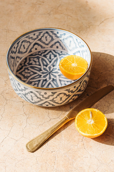 BOL. FASSIA BLUE GRAY GOLD SALAD BOWL AND PLATTER (6892016566314)