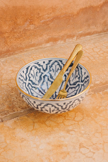 FASSIA BLUE GRAY GOLD ROUND BOWLS AND SALAD BOWL (6892015550506)