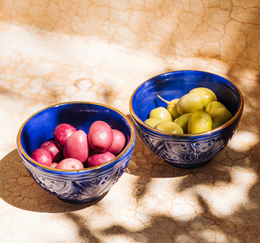 2 mini ceramic bowls empreinte Majorelle Blue  gold (6839919869994)