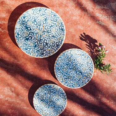 Multi flower plate blue gray gold (8039091503423)