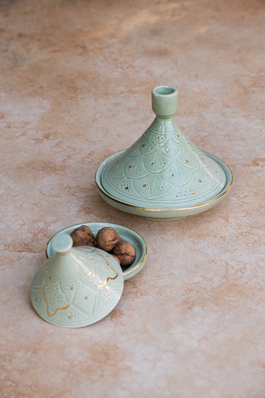 TAJINE EMPREINTE VERT AMANDE GOLD (6678277881898)