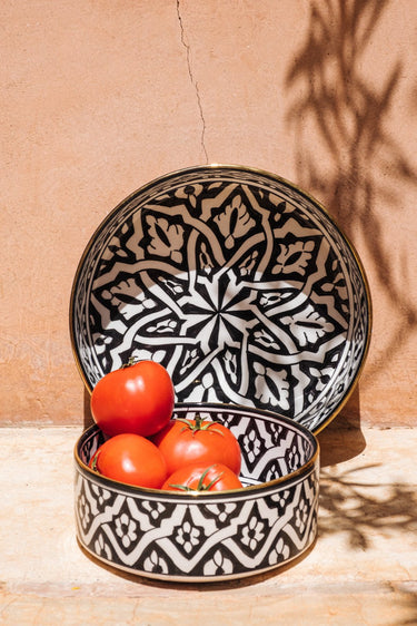 BOL. FASSIA BLACK GOLD STRAIGHT BOWL AND PLATTER (6779316600874)