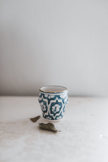 Fassia small coffee cup stone gold blue (6900774764586)