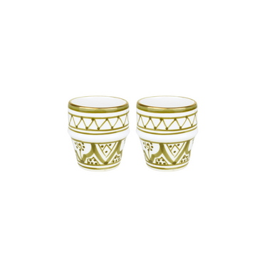 2 Petites tasses à café céramique kaki gold (9410027258175)