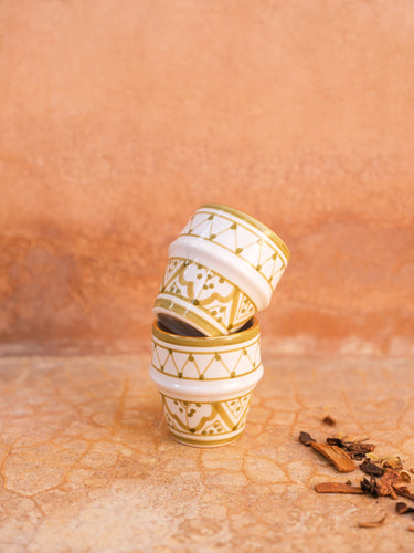 2 Petites tasses à café céramique kaki gold (9410027258175)