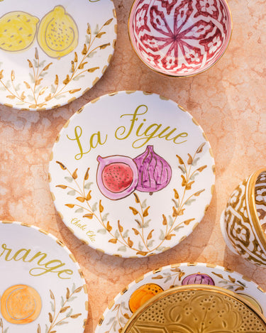 SET MOYENNES ASSIETTES CITRON. ORANGE. FIGUE & GRENADE GOLD (9429380038975)