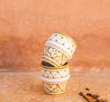 2 Petites tasses à café céramique kaki gold (9410027258175)