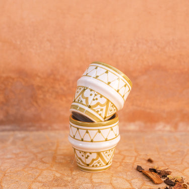 2 Petites tasses à café céramique kaki gold (9410027258175)