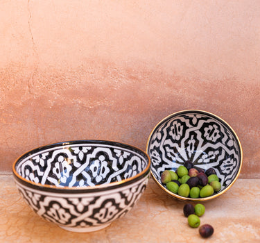 Bols et saladier ronds Fassia noir gold (6788123459626)