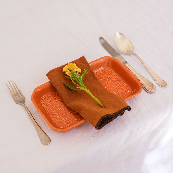 Grand plateau rectangle Empreinte marsala gold (4535937400874)