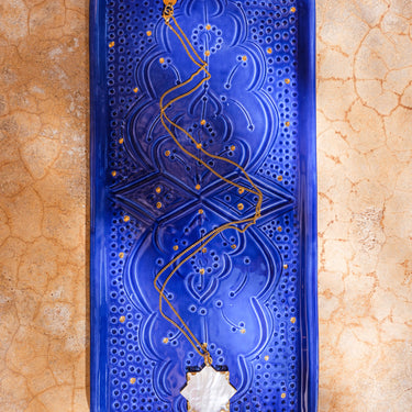 Plat à cake Empreinte bleu majorelle gold (8261164171583)