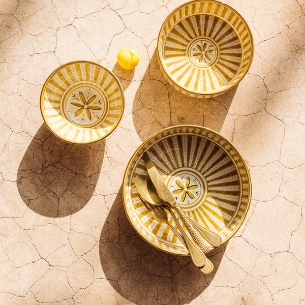 Bol, saladier et plat droits Sunflower paille gold (8759398039871)