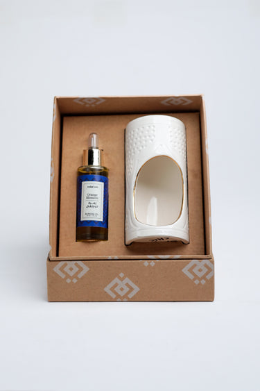 Coffret un diffuseur empreinte blanc et une huile à bruler concentrée (8995108094271)