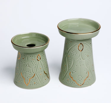 DUO BOUGEOIR PIEDESTALE EMPREINTE MINT GOLD (15009840562559)