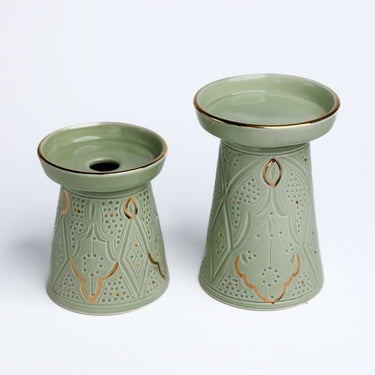 DUO BOUGEOIR PIEDESTALE EMPREINTE MINT GOLD (15009840562559)
