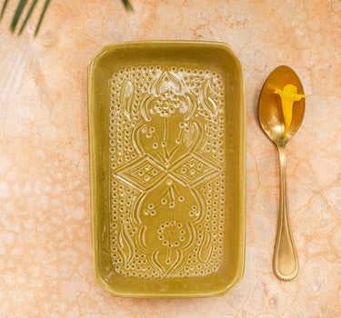 Plateau de service rectangle Empreinte kaki gold (8951776805183)