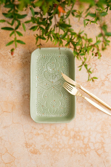 Plateau de service rectangle Empreinte mint gold (1584966729751)