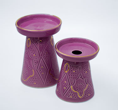DUO BOUGEOIR PIEDESTALE EMPREINTE LILAS GOLD (15041959592319)
