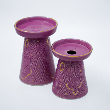 DUO BOUGEOIR PIEDESTALE EMPREINTE LILAS GOLD (15041959592319)